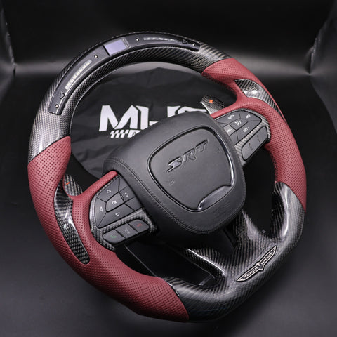 2018-2020 Carbon “Track Series” Dark Ruby Red Accent TrackHawk Steering Wheel