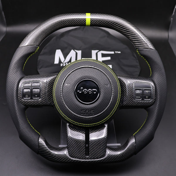 2011-2017 JK Wrangler Carbon Yellow Accent Steering Wheel