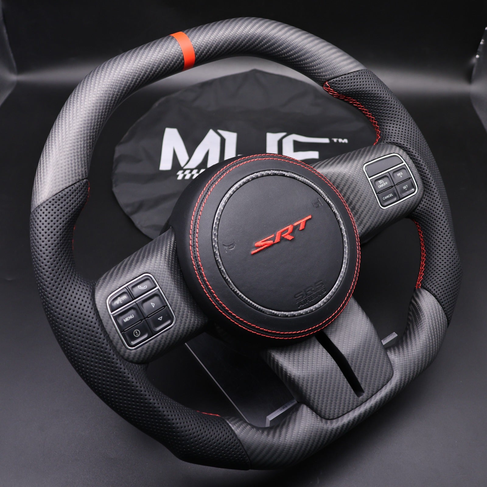 2011-2017 JK Wrangler Red Accent Matte Carbon Steering Wheel