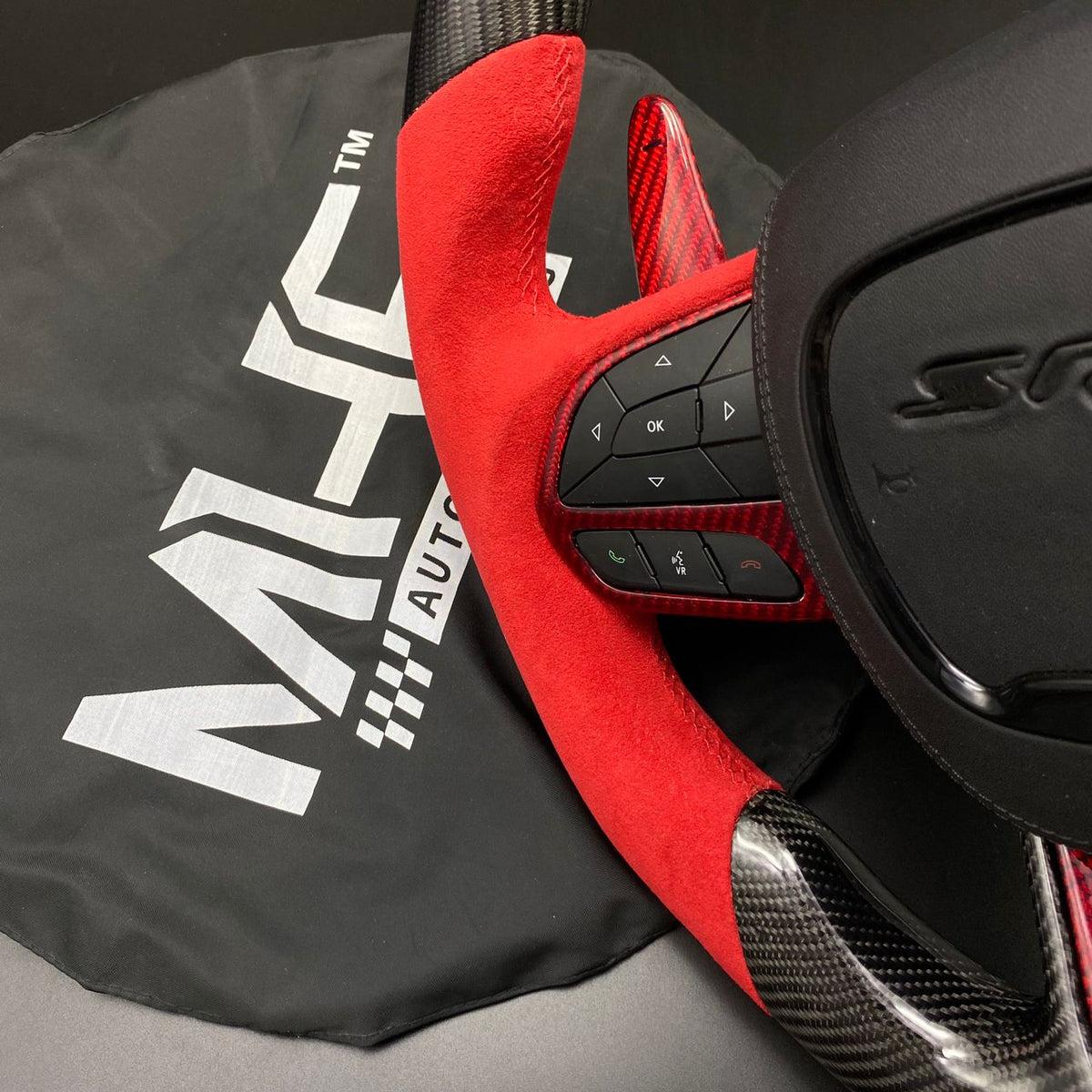 20142021 Red Alcantara Jeep Dodge Carbon SRT Steering Wheel MHFAutoLighting