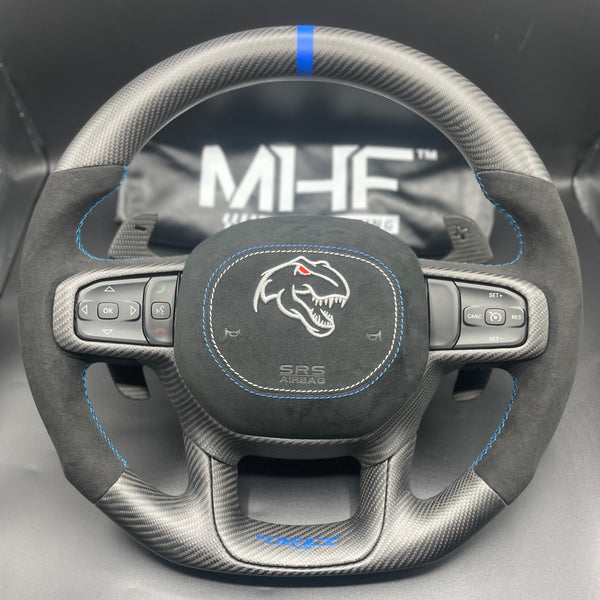 2021+ Dodge RAM Carbon Blue Lunar Accent “TRX” Alcantara Steering Wheel