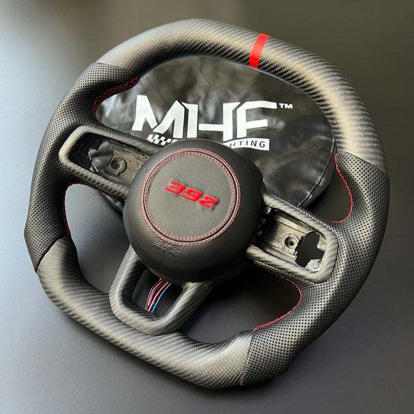 2018-2024 JT / JL Black Accent Matte Carbon Jeep 392 Wrangler Steering Wheel