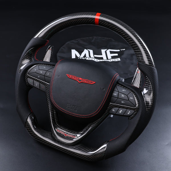 2014-2021 Jeep Grand Cherokee “TrailHawk” Red Accent Carbon Steering Wheel WK2