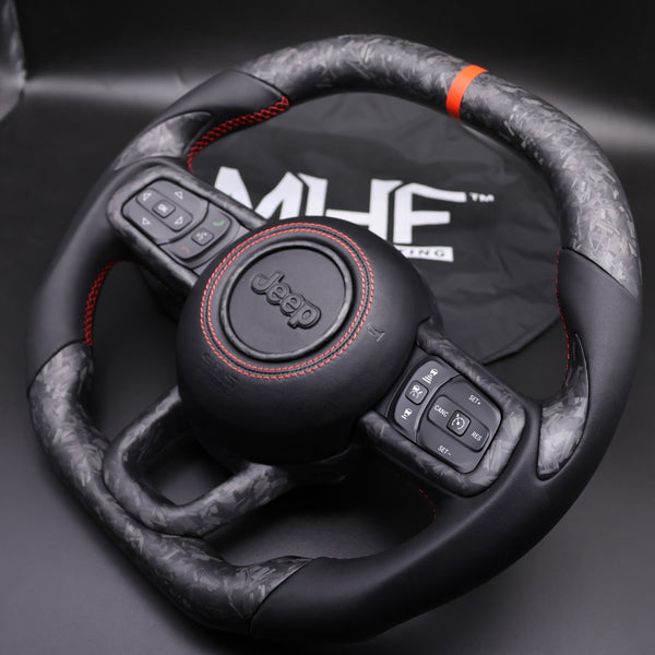 2018+ JT / JL “Red Accent Forged Carbon” Jeep Wrangler Steering Wheel