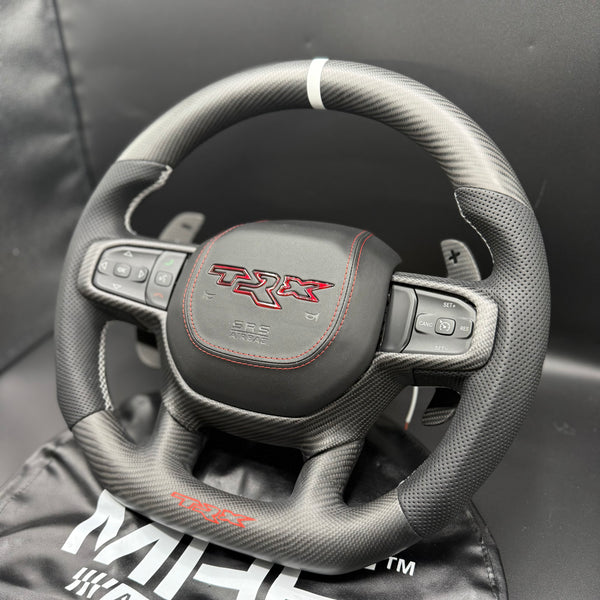 2021+ Dodge RAM Carbon White Accent “TRX” Steering Wheel
