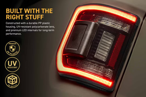 JEEP GLADIATOR JT (2020+) XB LED LOW PROFILE TAIL LIGHTS (SMOKED) or (RED)