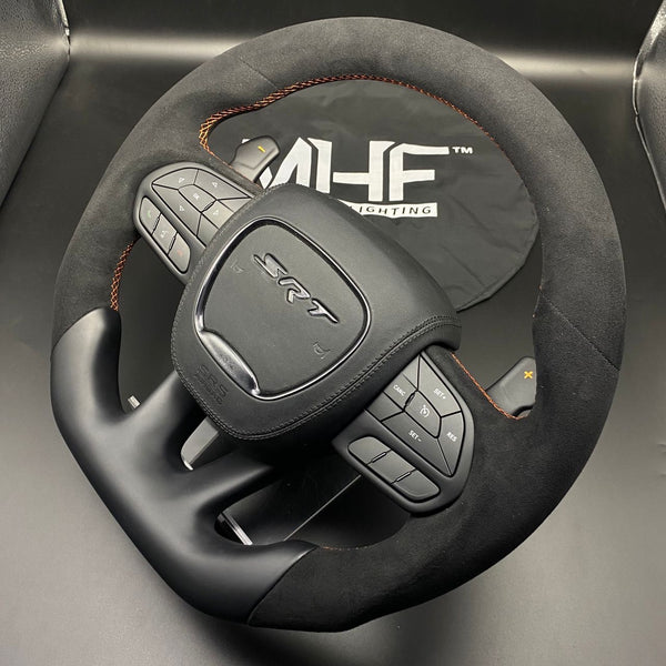 2014-2021 Black Alcantara Matte Orange Accent SRT Steering Wheel
