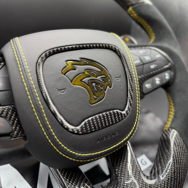 2018-2020 Carbon “Track Series” Yellow Accent TrackHawk Steering Wheel