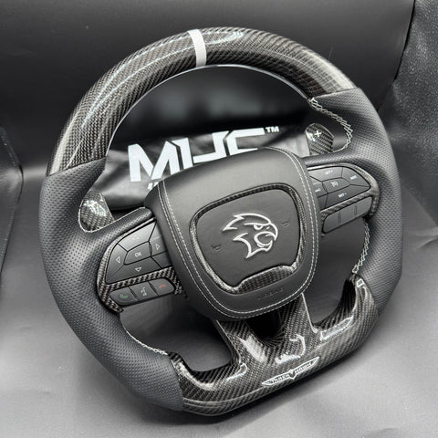 2014-2021 TrackHawk Silver Accent l Stitching OEM Carbon TrackHawk Steering Wheel