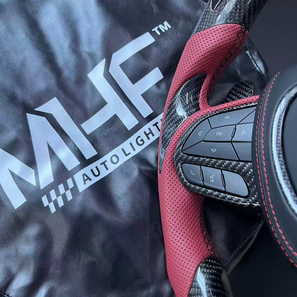 2018-2021 Carbon “Track Series” Dark Ruby Red Accent TrackHawk Steering Wheel