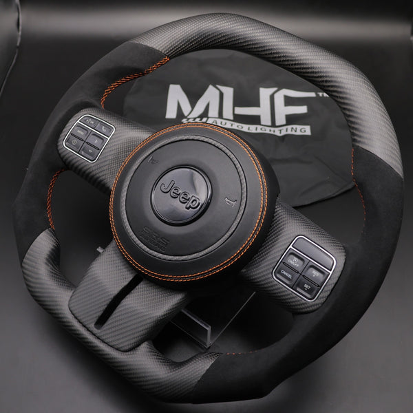 2011-2017 JK Wrangler Matte Carbon Orange Accent Steering Wheel
