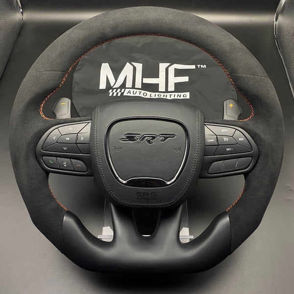 2014-2021 Black Alcantara Matte Orange Accent SRT Steering Wheel
