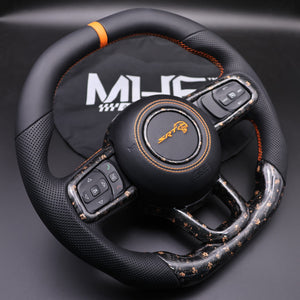 2018+ JT / JL “Orange Accent Forged Carbon” Jeep Wrangler Steering Wheel
