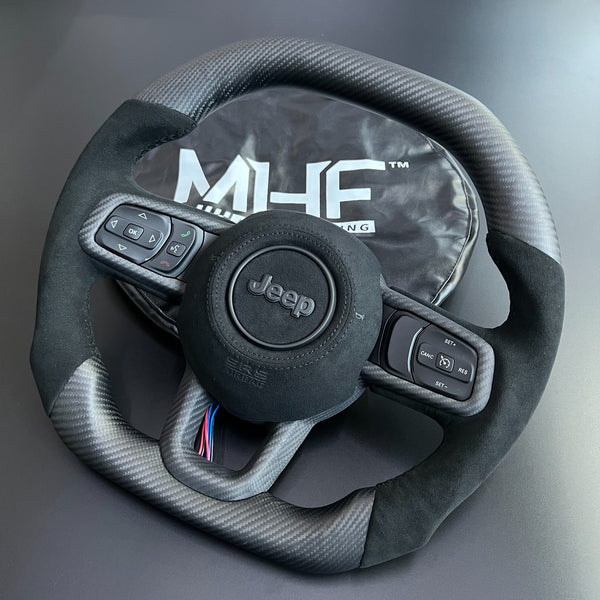 2018+ JT / JL Black Accent Matte Carbon Jeep Wrangler Steering Wheel