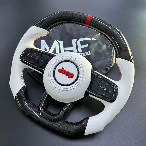 2018+ Jeep Wrangler Steering Wheel Red Accent Gloss Carbon