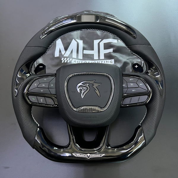 2018-2021 White Accent Black Gloss TrackHawk Steering Wheel