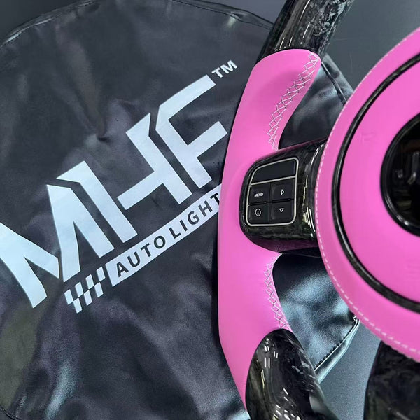 2011-2017 JK Wrangler Forged Gloss Carbon Pink Leather Accent Steering Wheell