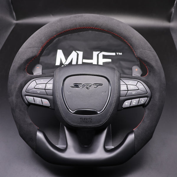 2014-2021 Black Alcantara Matte RED Accent SRT Steering Wheel