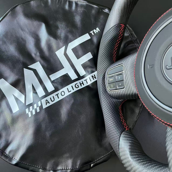 2011-2017 JK Wrangler Carbon Black Leather Accent Steering Wheel