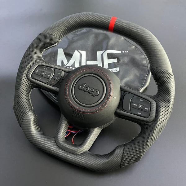2018+ Jeep Wrangler Steering Wheel Red Accent Matte Carbon LT DIESEL