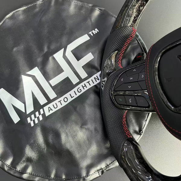 2014-2021 Forged Carbon Red Accent Dodge Demon Steering Wheel