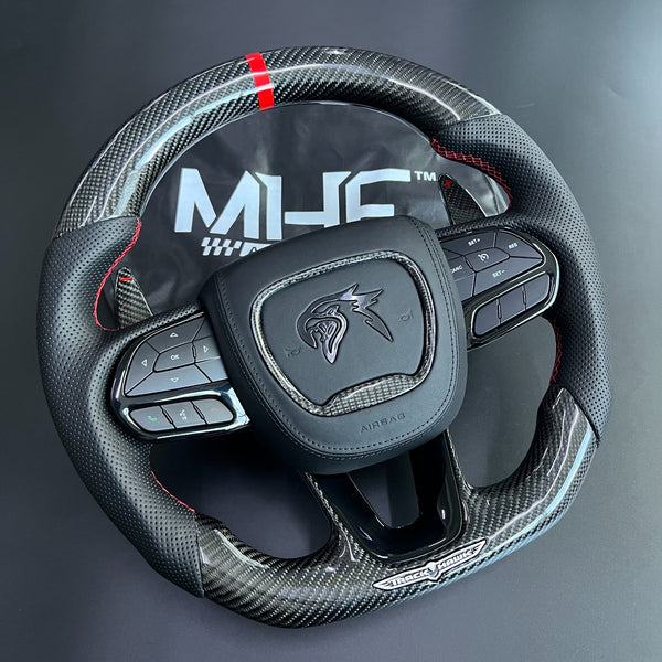 2018-2021 Carbon “Track Series” Red Accent Black Gloss TrackHawk Steering Wheel