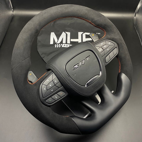 2014-2021 Matte Black Orange Accent Alcantara “SRT Demon Style”  Steering Wheel