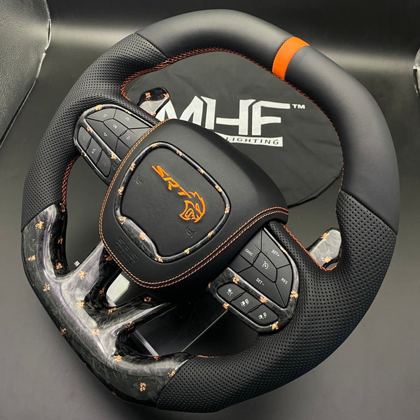 2014-2021 Forged Orangle Flake Carbon SRT Dodge Steering Wheel