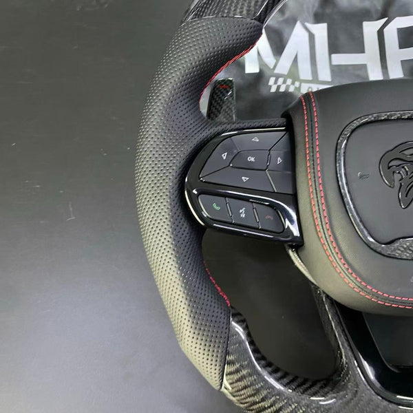2018-2021 Carbon “Track Series” Red Accent Black Gloss TrackHawk Steering Wheel
