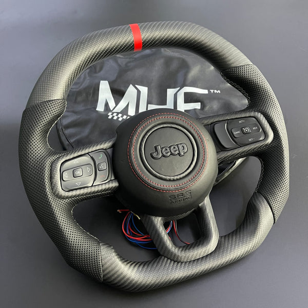 2018+ Jeep Wrangler Steering Wheel Red Accent Matte Carbon LT DIESEL
