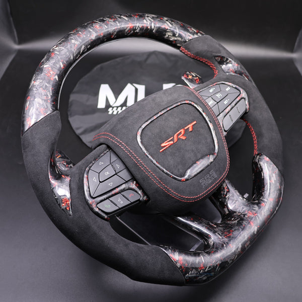 2014-2021 Forged Carbon Red Flake Alcantara SRT Steering Wheel