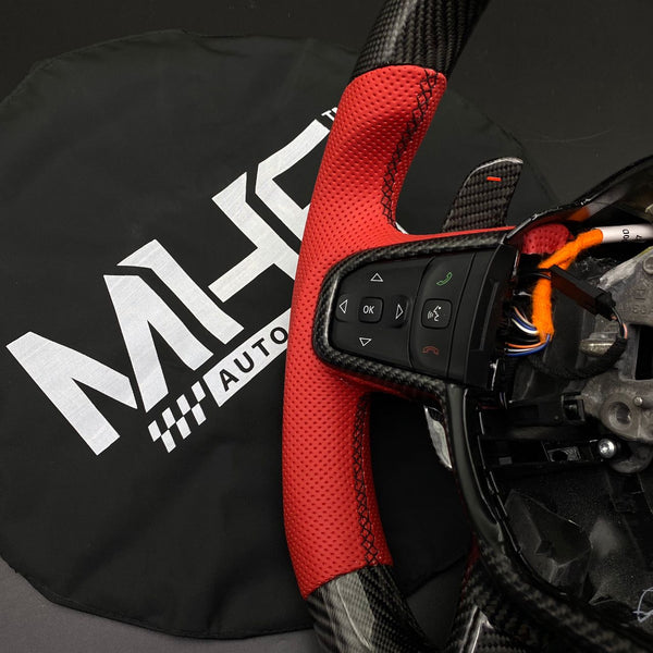 2021+ Dodge RAM Gloss Carbon Red Accent “TRX” Leather Steering Wheel