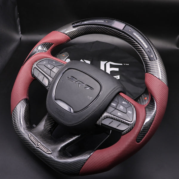 2018-2020 Carbon “Track Series” Dark Ruby Red Accent TrackHawk Steering Wheel