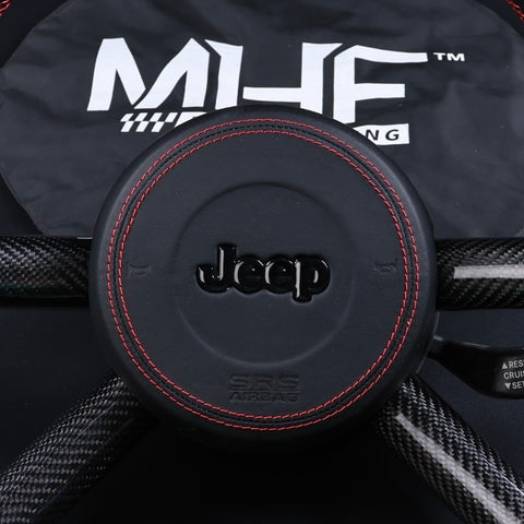 2007-2010 JK Jeep Wrangler Red Stitch Smooth Leather Airbag Cover