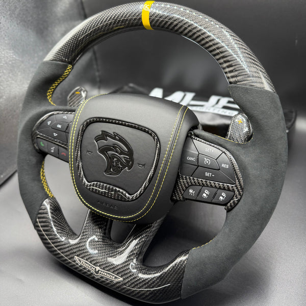 2018-2020 Carbon “Track Series” Yellow Accent TrackHawk Steering Wheel