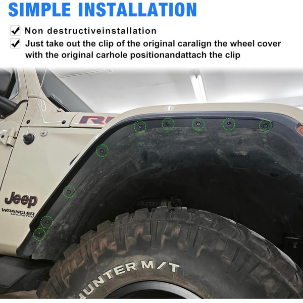18-24 JEEP WRANGLER MHF WHEEL OPENING SPAT FLARE EXTENSIONS (4)PC