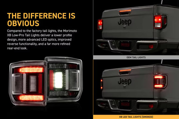 JEEP GLADIATOR JT (2020+) XB LED LOW PROFILE TAIL LIGHTS (SMOKED) or (RED)