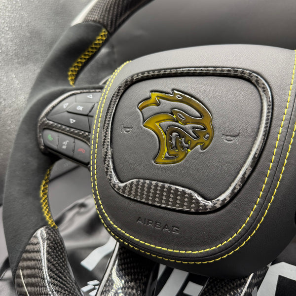 2018-2020 Carbon “Track Series” Yellow Accent TrackHawk Steering Wheel