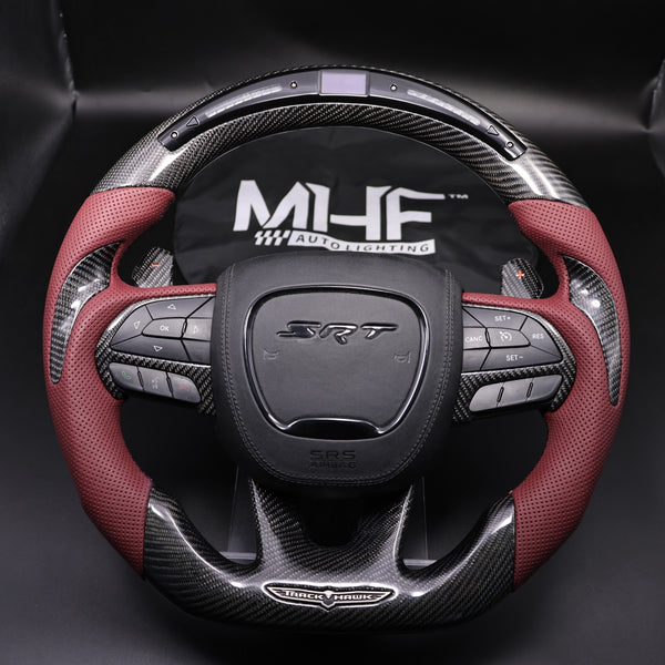 2018-2020 Carbon “Track Series” Dark Ruby Red Accent TrackHawk Steering Wheel