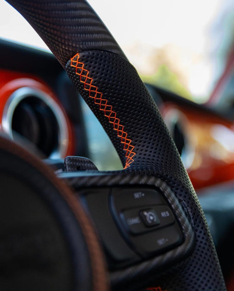 2018-2024 JT / JL “Orange” Matte Carbon Jeep Wrangler Steering Wheel