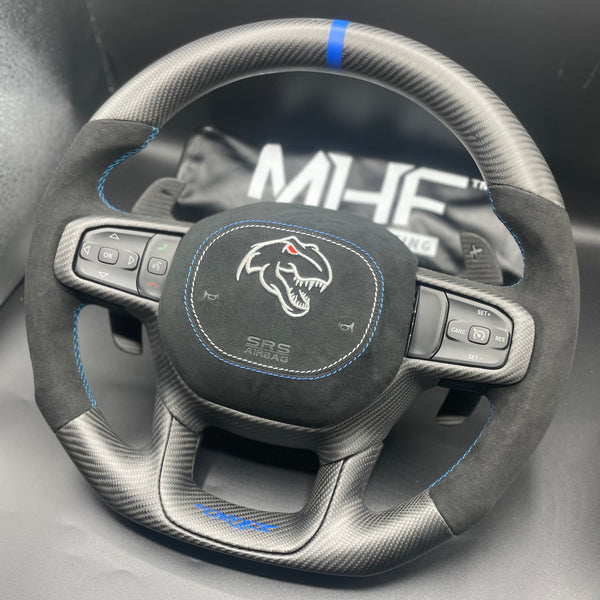 2021+ Dodge RAM Carbon Blue Lunar Accent “TRX” Alcantara Steering Wheel