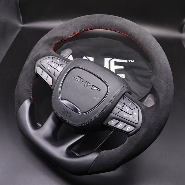 2014-2021 Black Alcantara Matte RED Accent SRT Steering Wheel