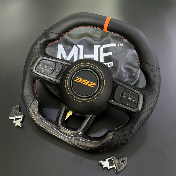 2018+ JT / JL “Orange ” Gloss Carbon Jeep Wrangler Steering Wheel 392