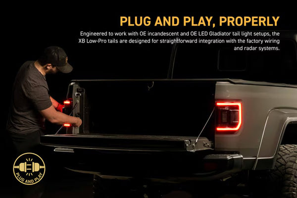 JEEP GLADIATOR JT (2020+) XB LED LOW PROFILE TAIL LIGHTS (SMOKED) or (RED)