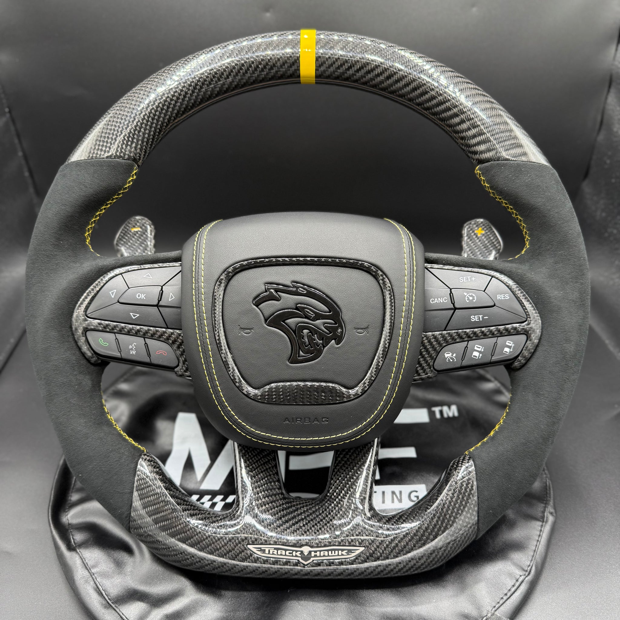 2018-2020 Carbon “Track Series” Yellow Accent TrackHawk Steering Wheel