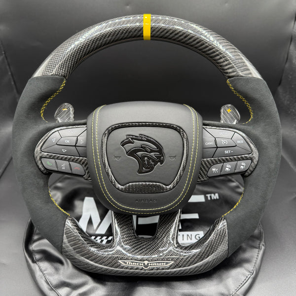 2018-2020 Carbon “Track Series” Yellow Accent TrackHawk Steering Wheel