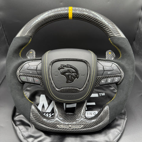 2018-2020 Carbon “Track Series” Yellow Accent TrackHawk Steering Wheel