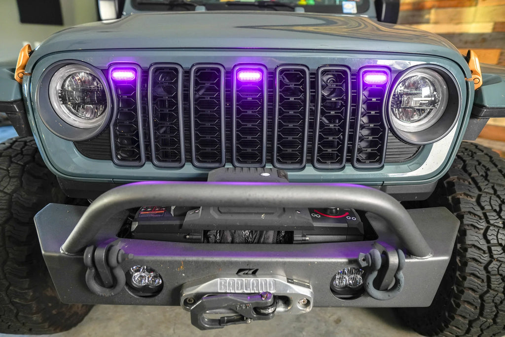 Shark Grille Bumper With LED Lights For 2018-2024 Jeep Wrangler JL & Gladiator JT - Black