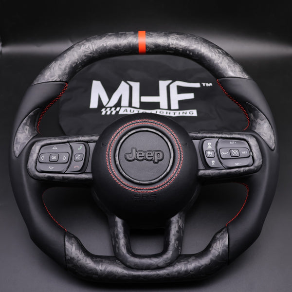 2018+ JT / JL “Red Accent Forged Carbon” Jeep Wrangler Steering Wheel