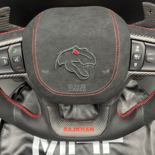 2021-2023 Dodge RAM Carbon Alcantara Red Accent “TRX” Steering Wheel